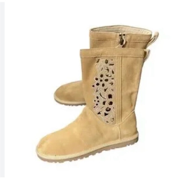 UGG Australia Lo Pro Floral Cutout Suede Boots - Picture 1 of 11